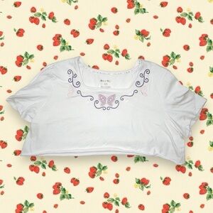 Vintage White Stag Butterfly Crop Top